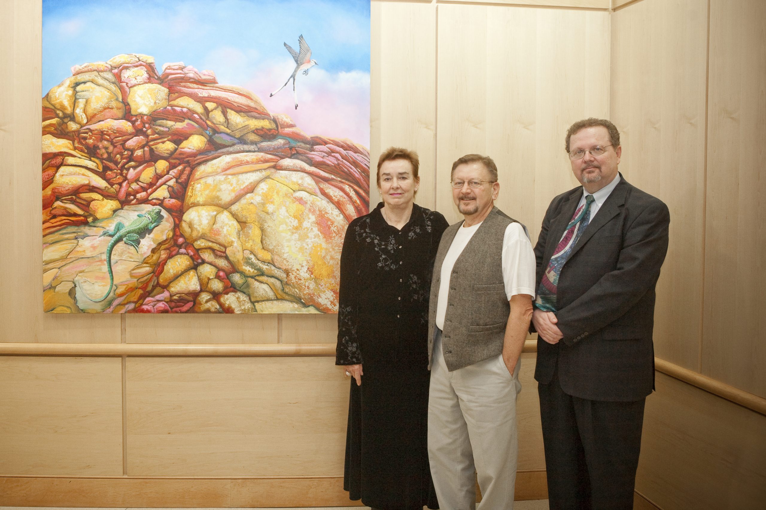 2009, Learning Center Art Dedication, with Carol Beasley and Gene Wiseman